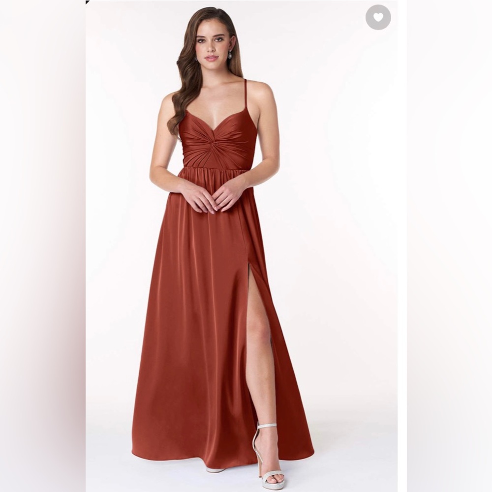 Azazie Rust Spaghetti Strap Dress